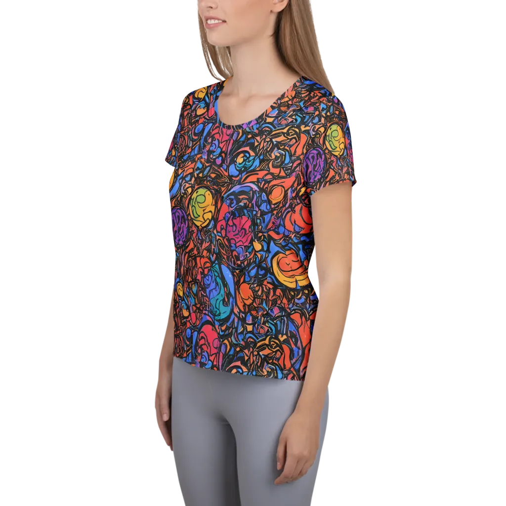 Neon Inkstorm on Women's Athletic T-Shirt — Left