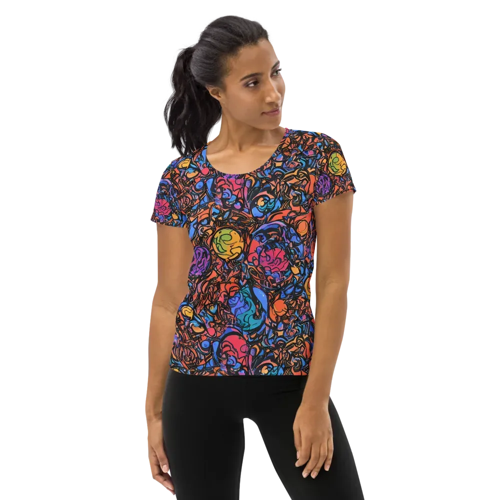 Neon Inkstorm on Women's Athletic T-Shirt — Front