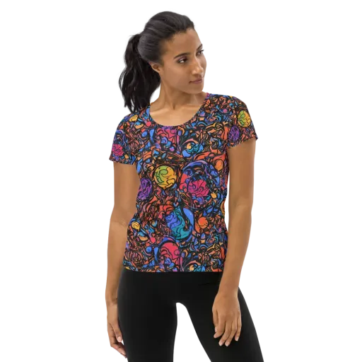 Neon Inkstorm on a Women's Athletic T-Shirt