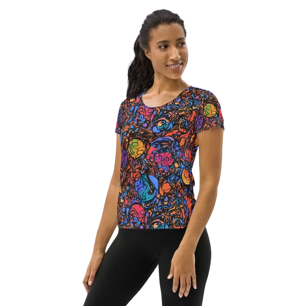 Neon Inkstorm on Women's Athletic T-Shirt — Left