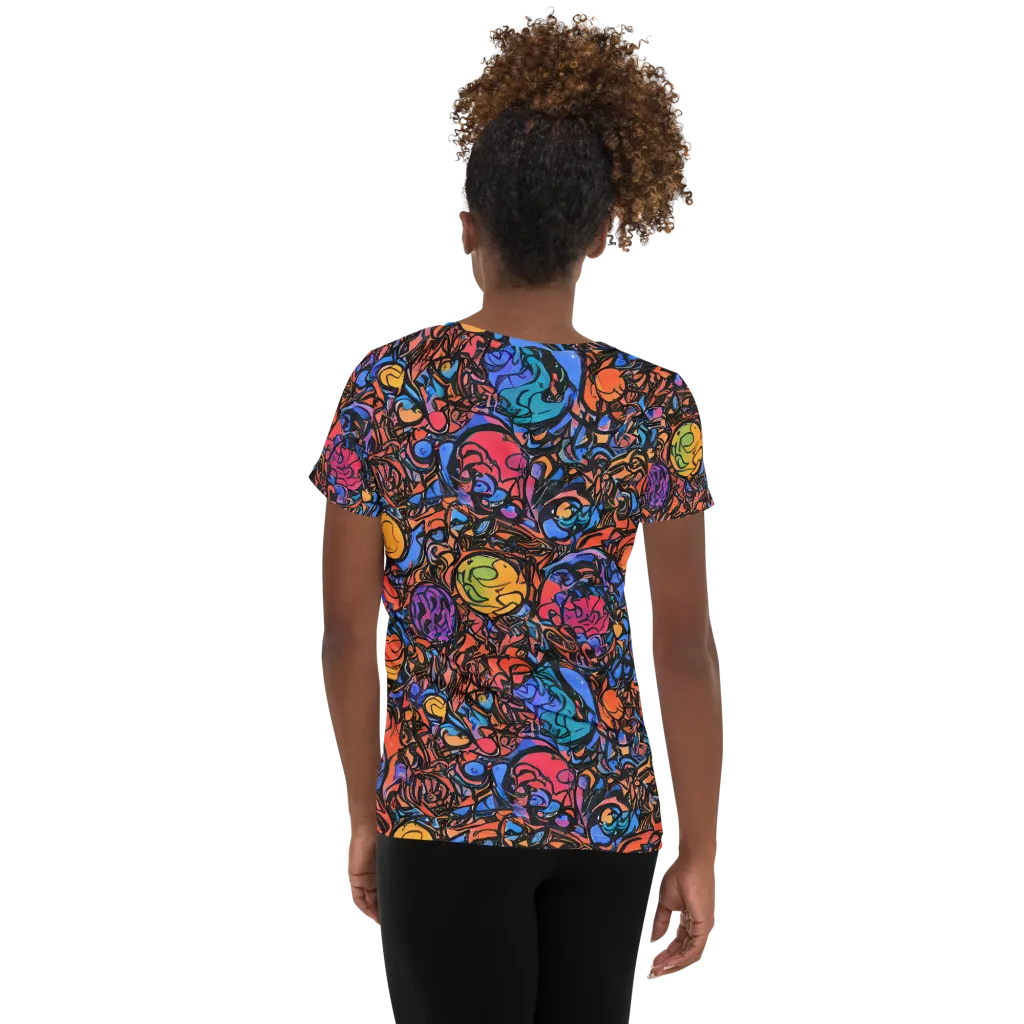 Neon Inkstorm on Women's Athletic T-Shirt — Back