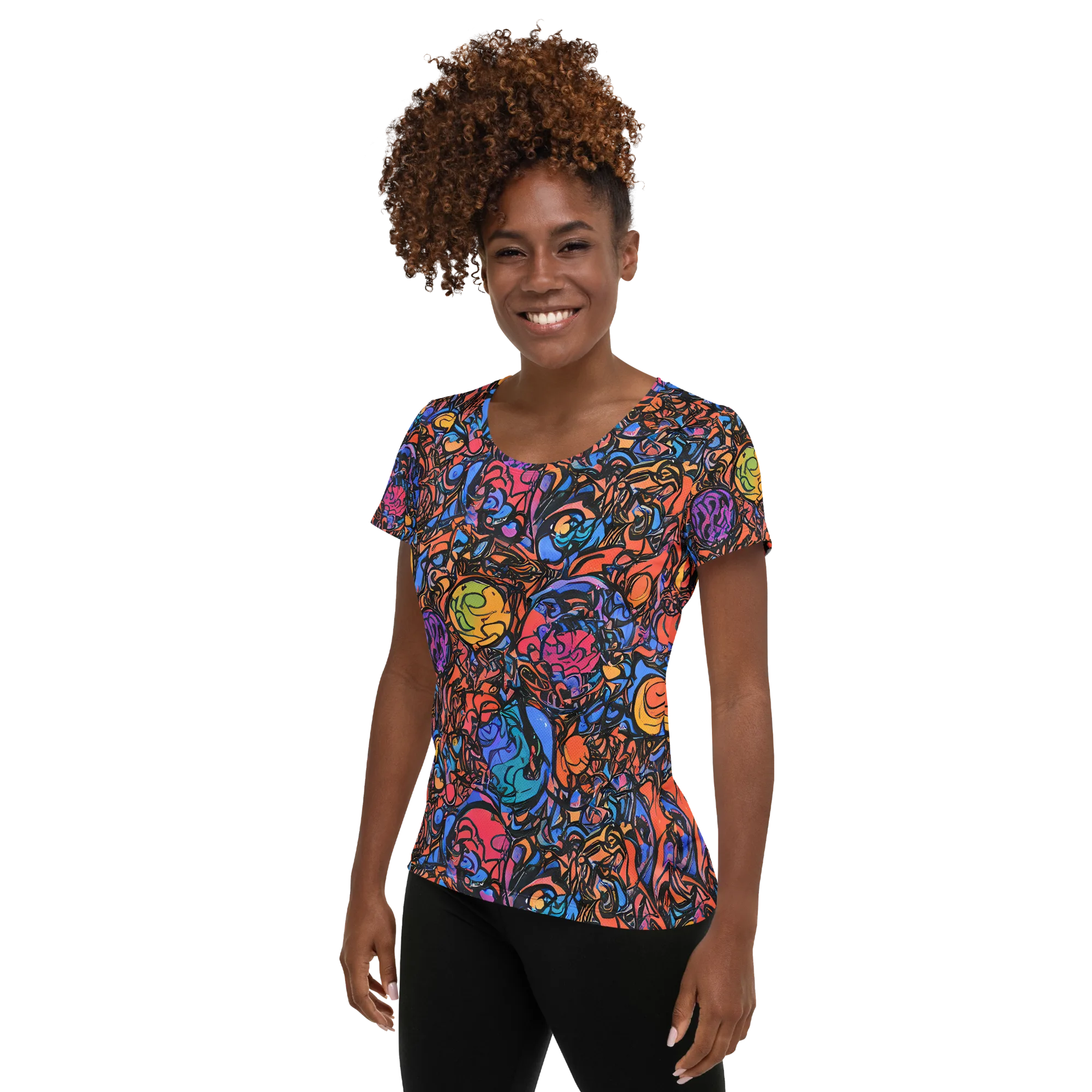 Neon Inkstorm on Women's Athletic T-Shirt — Left