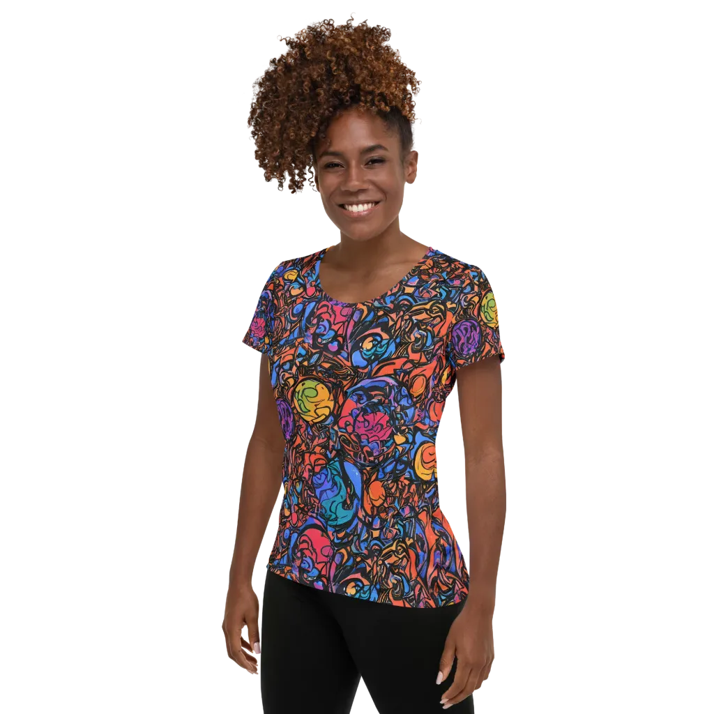 Neon Inkstorm on Women's Athletic T-Shirt — Left