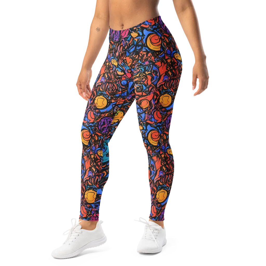 Neon Inkstorm on Leggings — Left Front