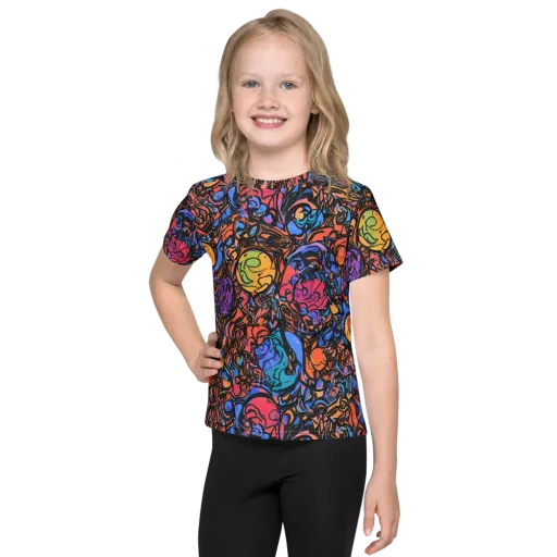 Neon Inkstorm on a Kids Crew Neck T-Shirt