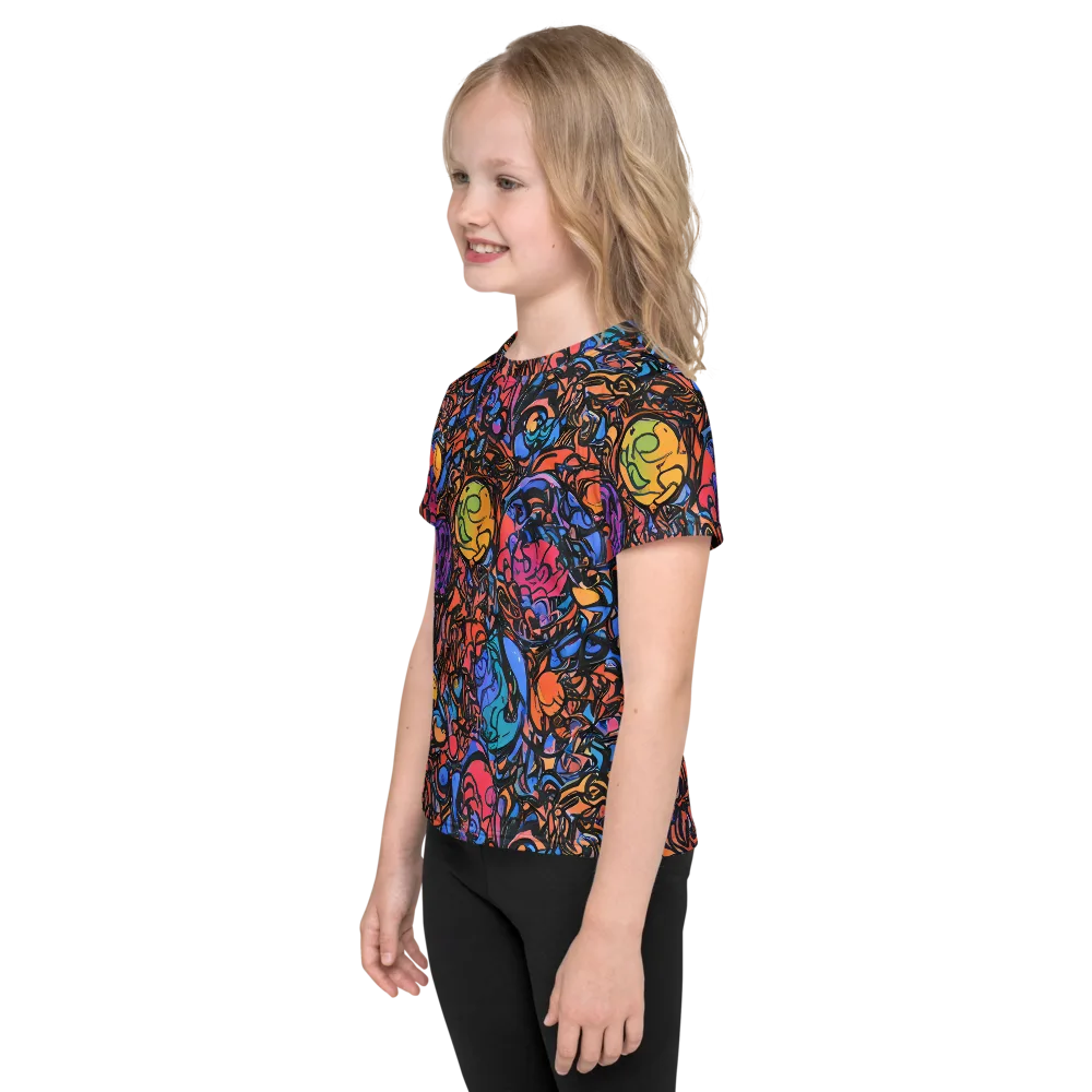 Neon Inkstorm on Kids Crew Neck T-Shirt — Left