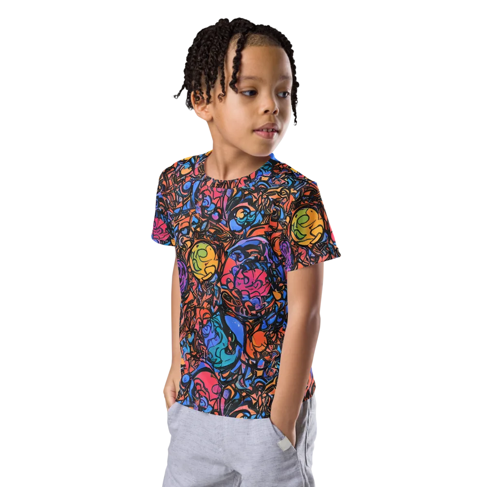 Neon Inkstorm on Kids Crew Neck T-Shirt — Left Front
