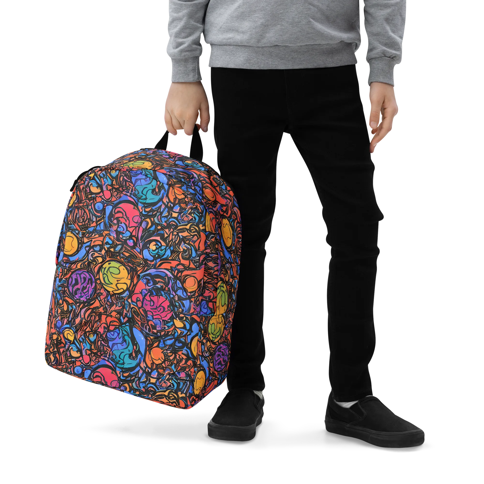 Neon Inkstorm on Minimalist Backpack — Zoomed-in