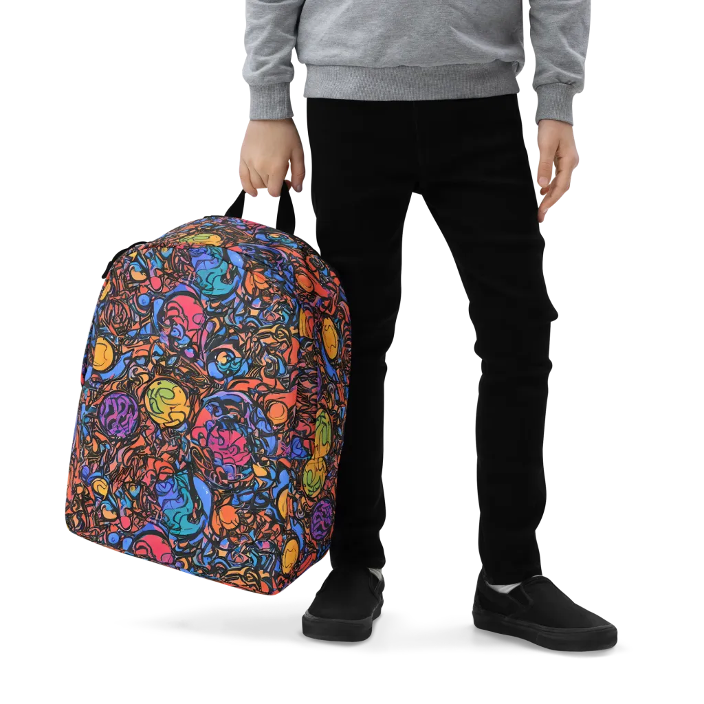 Neon Inkstorm on Minimalist Backpack — Zoomed-in