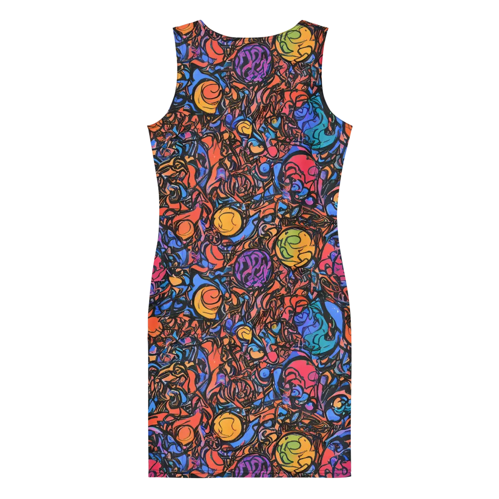 Neon Inkstorm on Bodycon Dress — Back