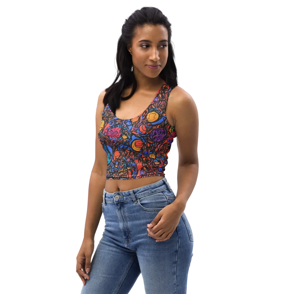 Neon Inkstorm on Crop Top — Left Front