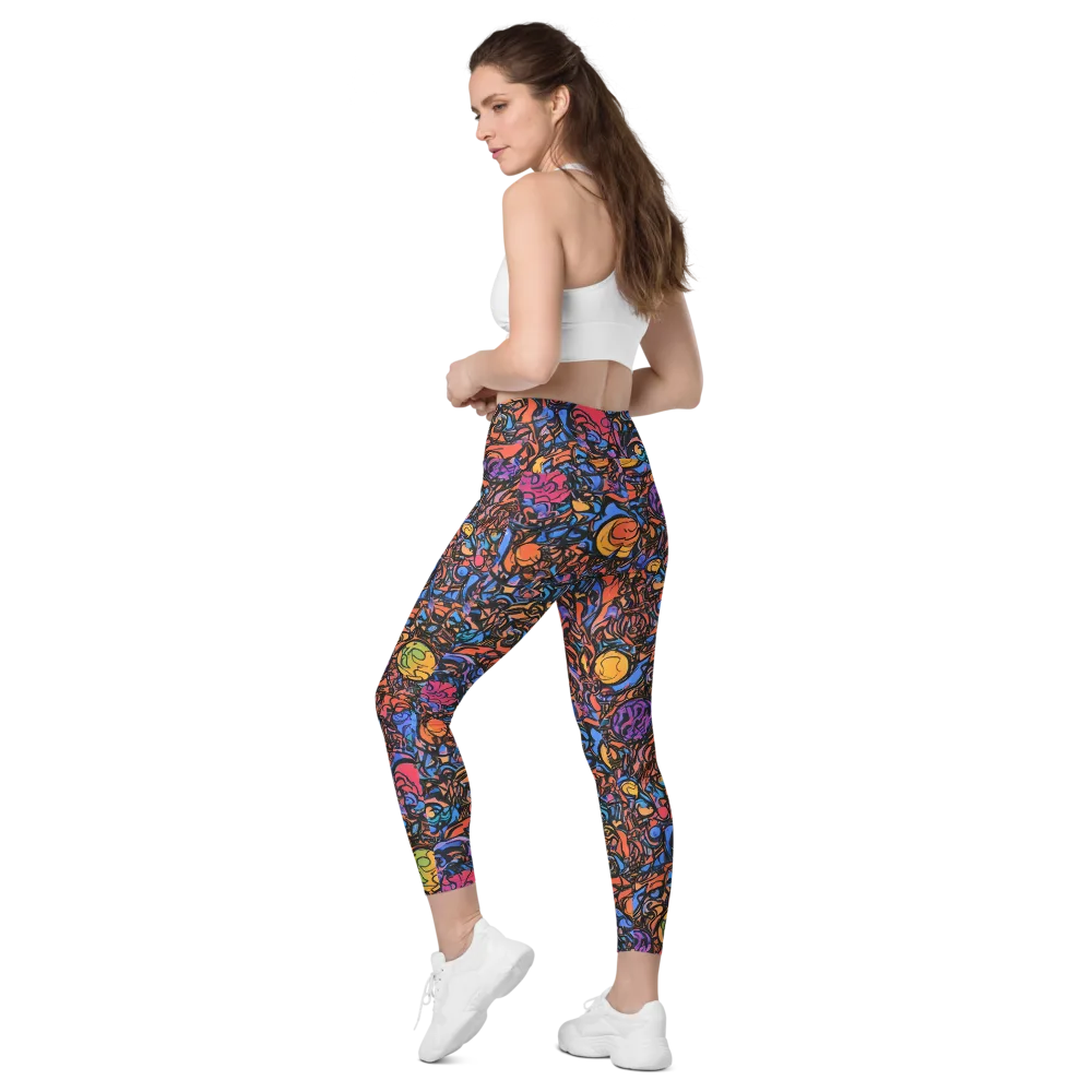 Neon Inkstorm on Leggings with Pockets — Left Back