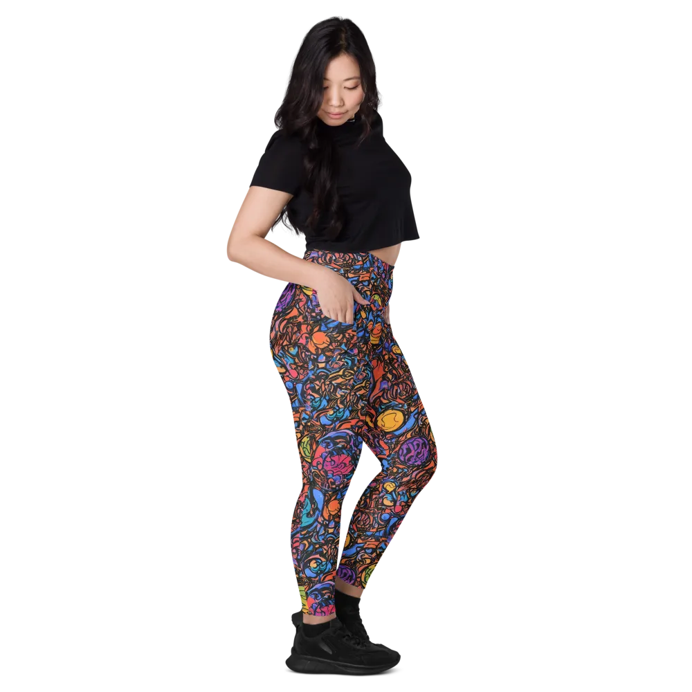 Neon Inkstorm on Leggings with Pockets — Right