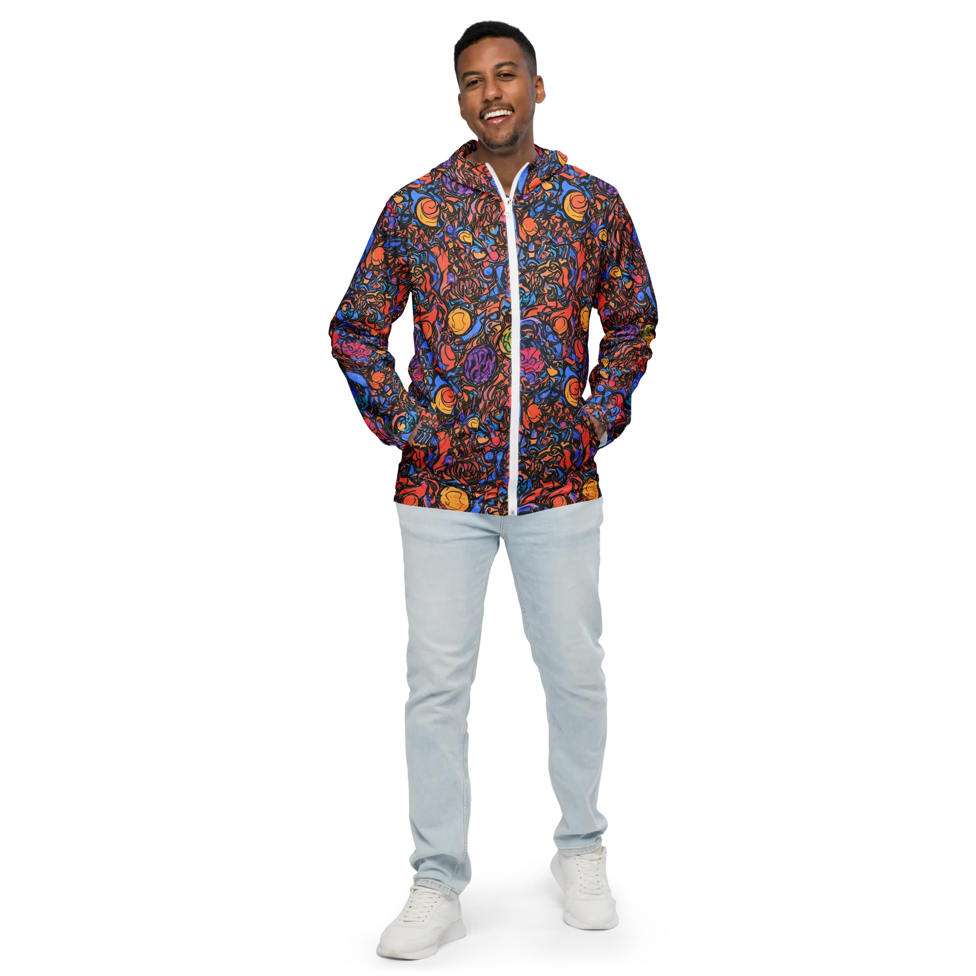 Neon Inkstorm on Men's Windbreaker — Front