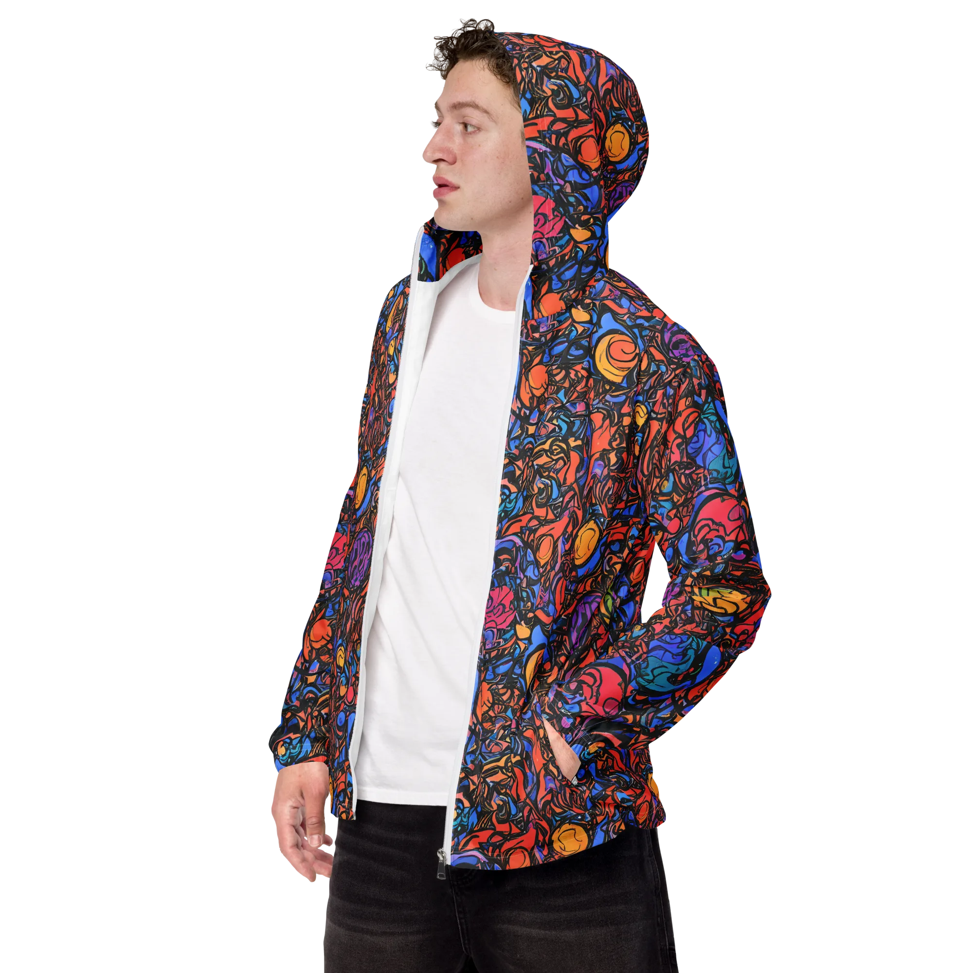 Neon Inkstorm on Men's Windbreaker — Left Front