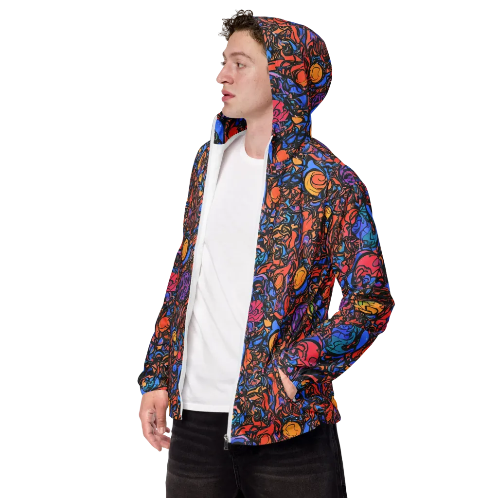 Neon Inkstorm on Men's Windbreaker — Left Front