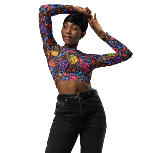 Neon Inkstorm on a Long Sleeve Crop Top