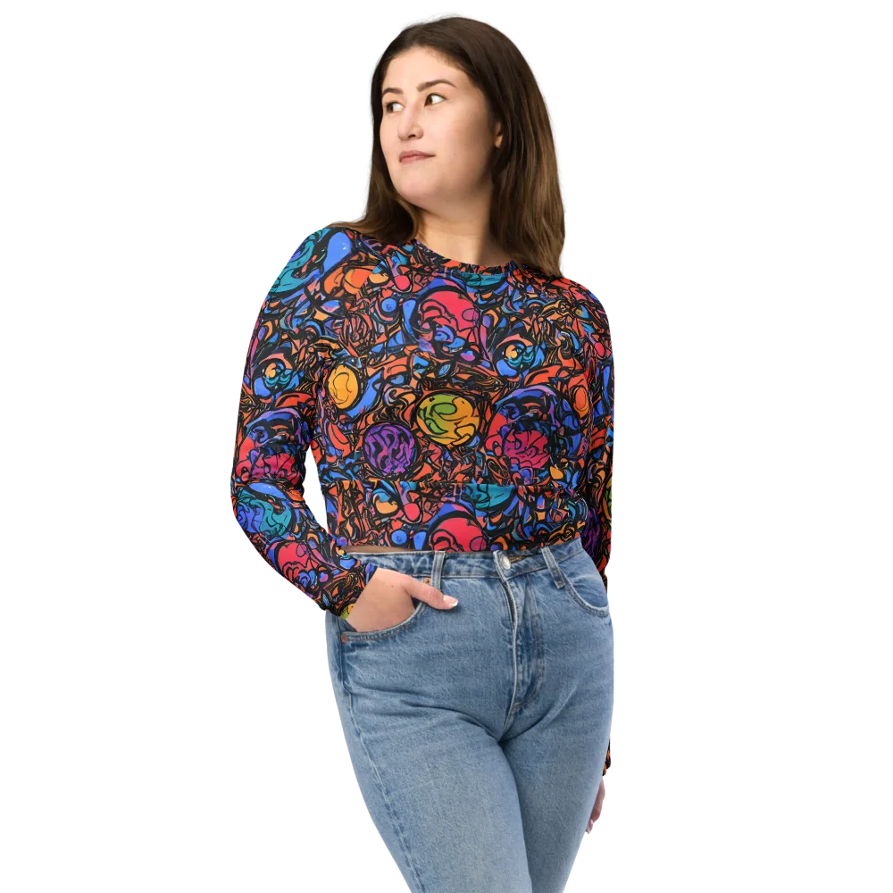 Neon Inkstorm on Long Sleeve Crop Top — Front