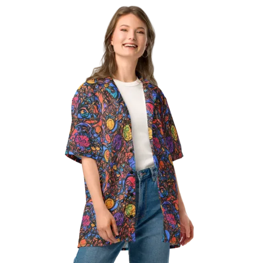 Neon Inkstorm on a Button Shirt