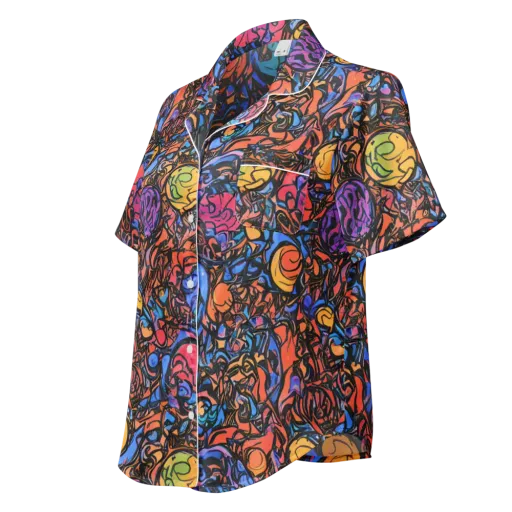 Neon Inkstorm on a Women's Short Sleeve Pajama Top