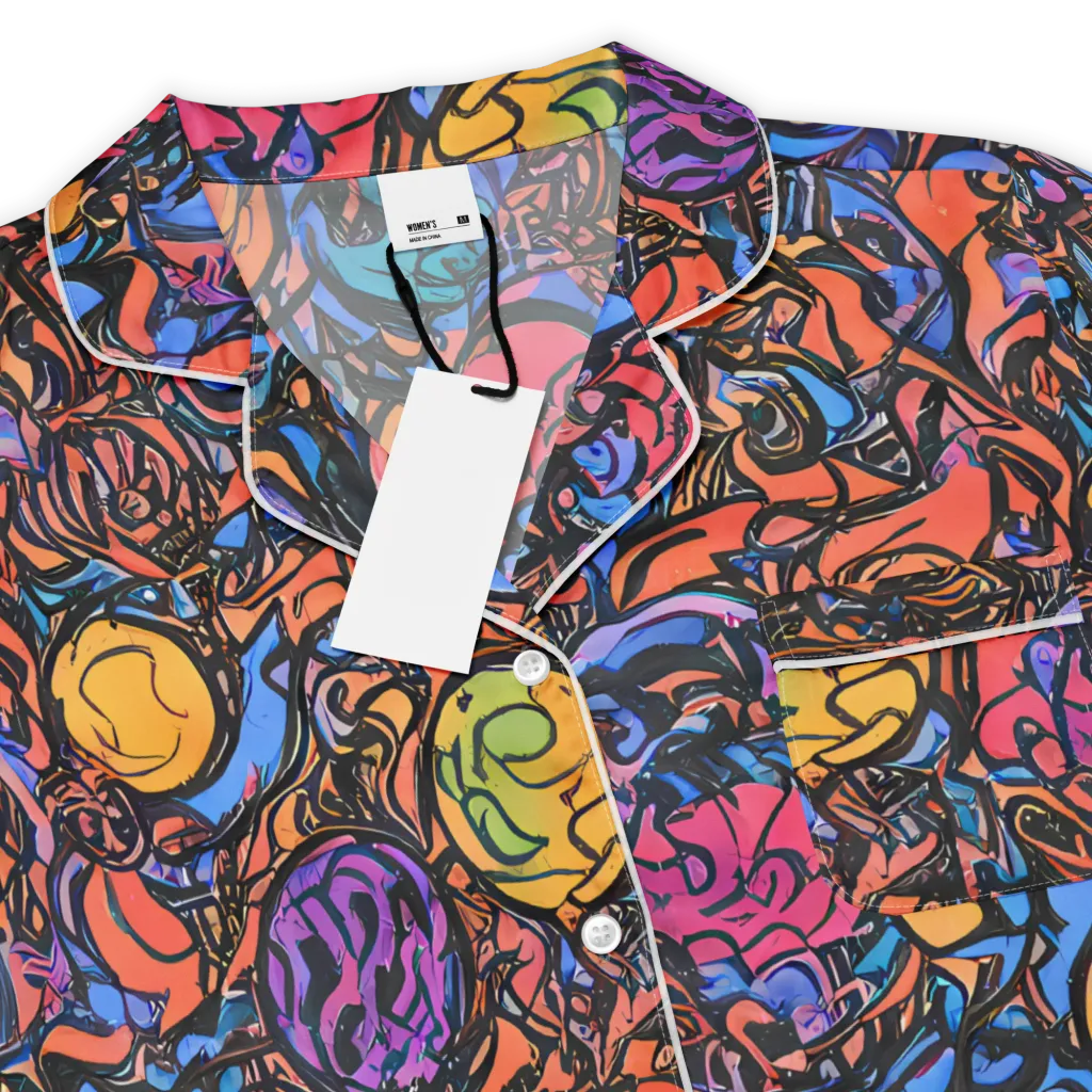 Neon Inkstorm on Women's Short Sleeve Pajama Top — Product details