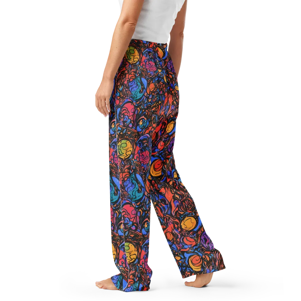 Neon Inkstorm on Women's Pajama Pants — Left