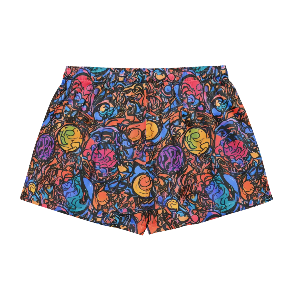 Neon Inkstorm on Women's Pajama Shorts — Back