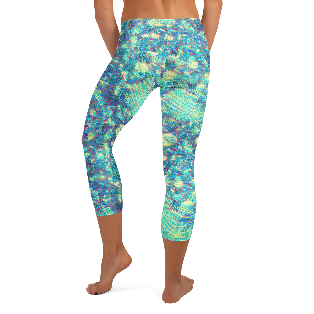 Neon Cartography on Capri Leggings — Back