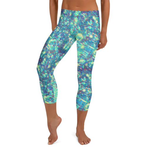 Neon Cartography on a Capri Leggings