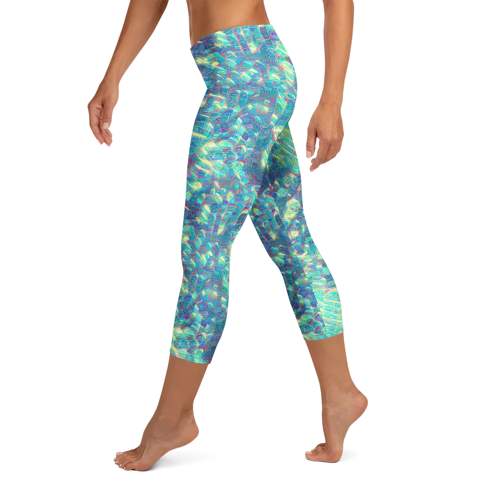 Neon Cartography on Capri Leggings — Left