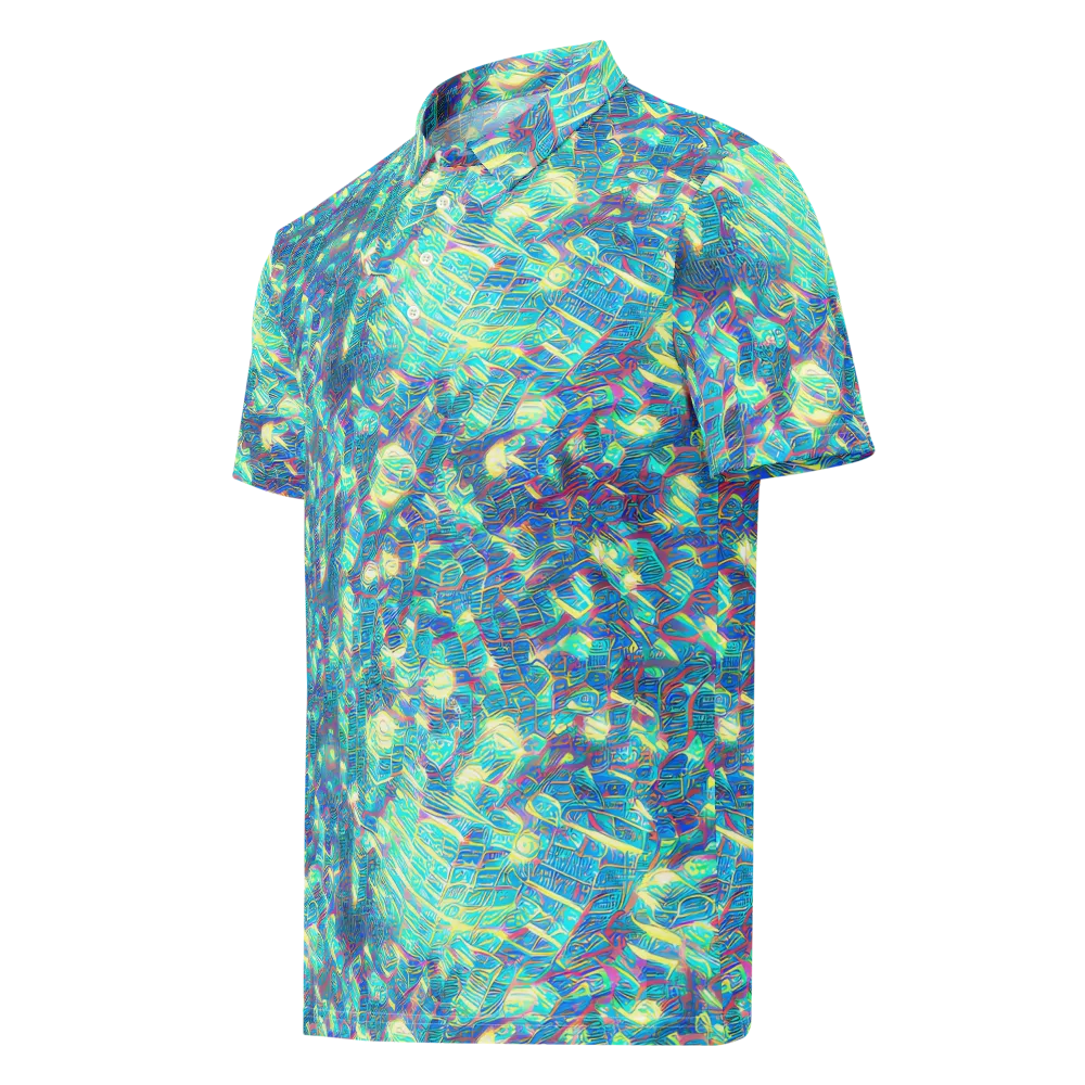 Neon Cartography on Men's Slim Fit Polo Shirt — Left Front