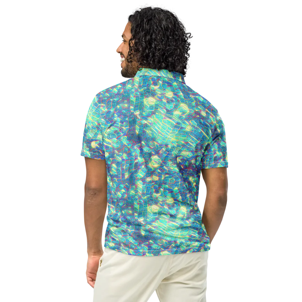 Neon Cartography on Men's Slim Fit Polo Shirt — Back