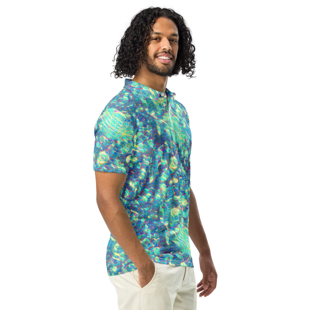 Neon Cartography on Men's Slim Fit Polo Shirt — Right Front