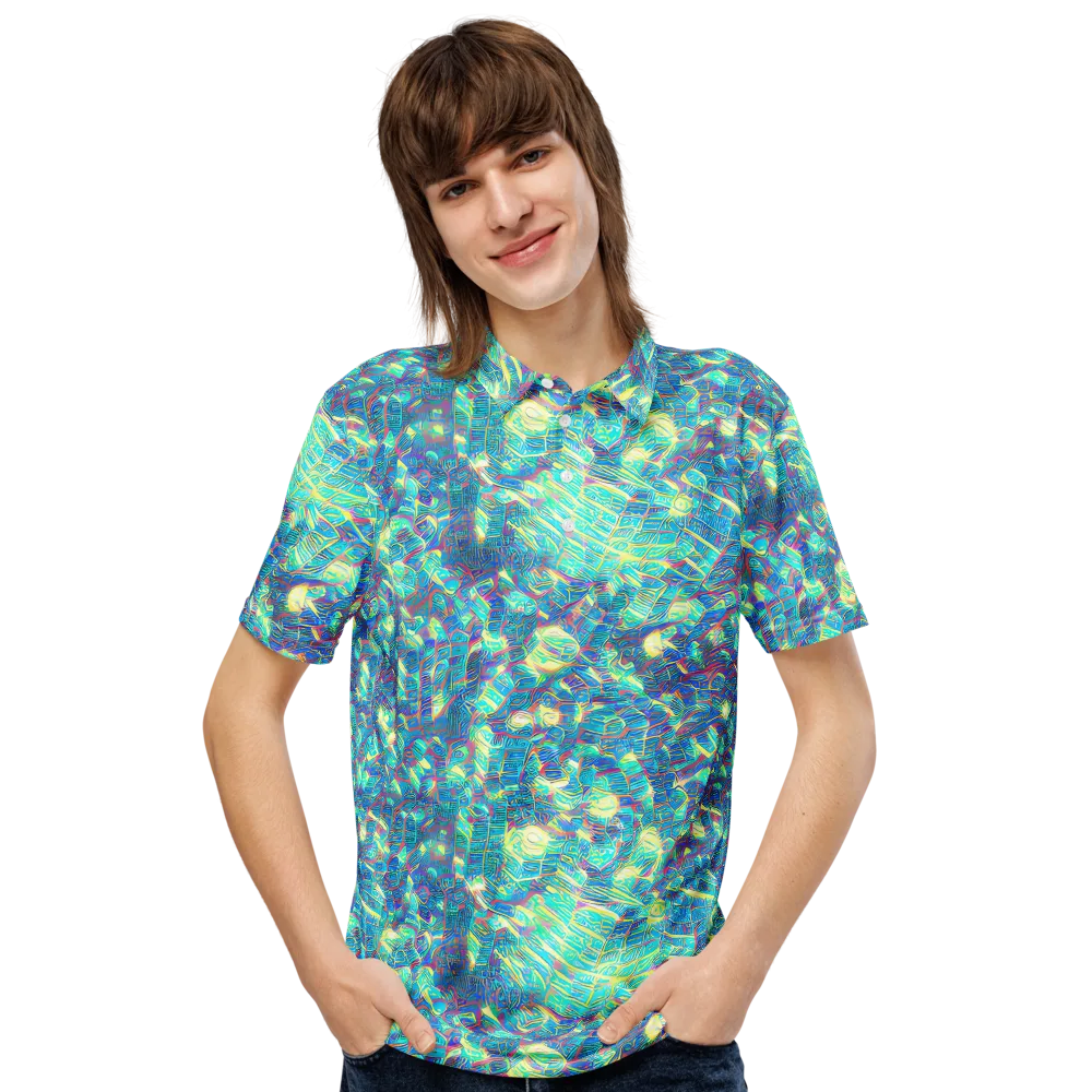 Neon Cartography on Men's Slim Fit Polo Shirt — Front