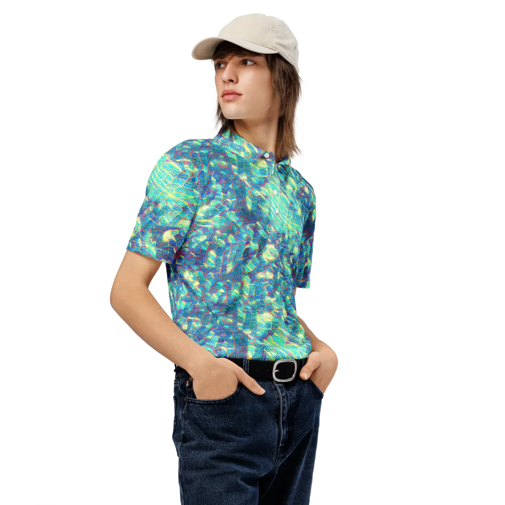 Neon Cartography on Men's Slim Fit Polo Shirt — Right Front