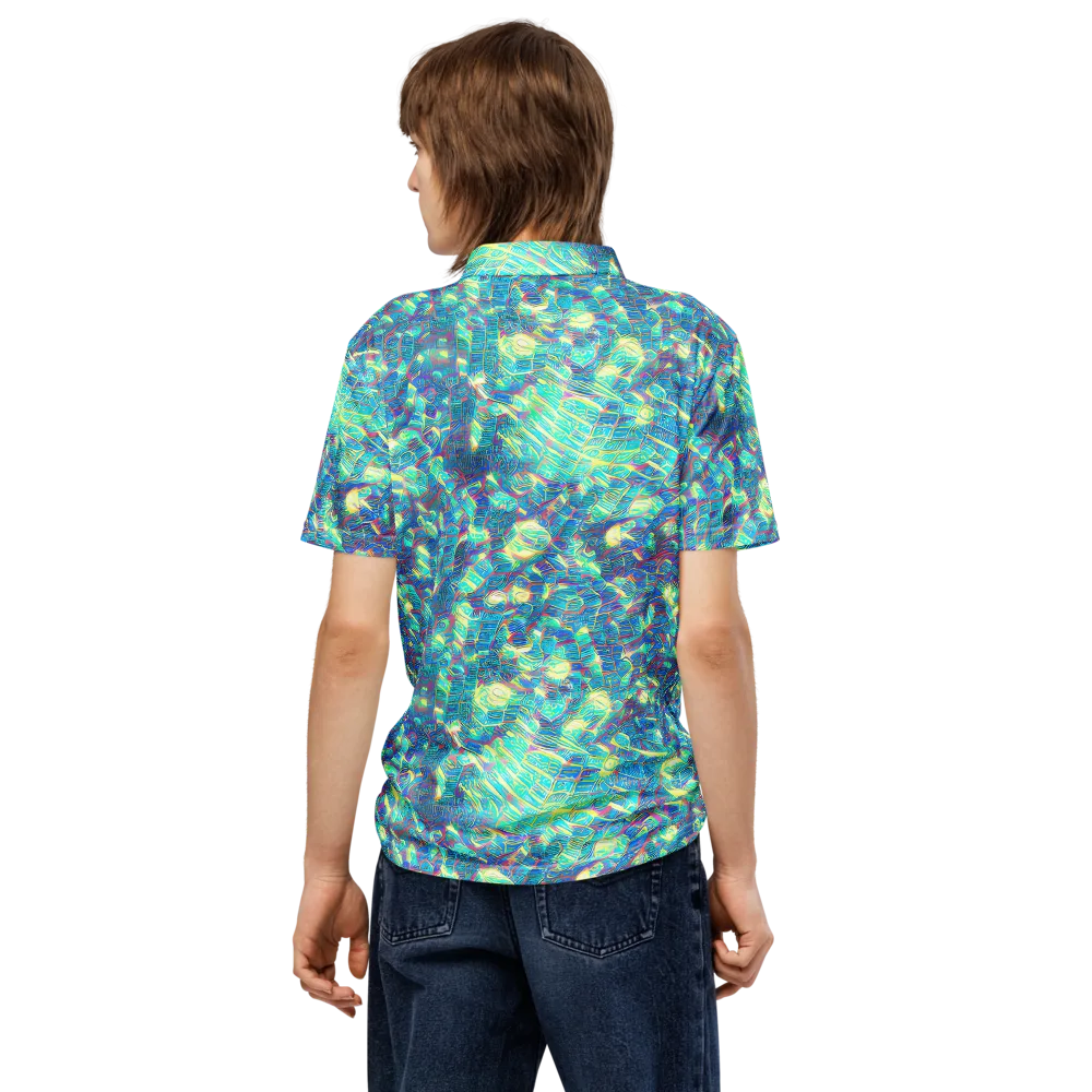 Neon Cartography on Men's Slim Fit Polo Shirt — Back