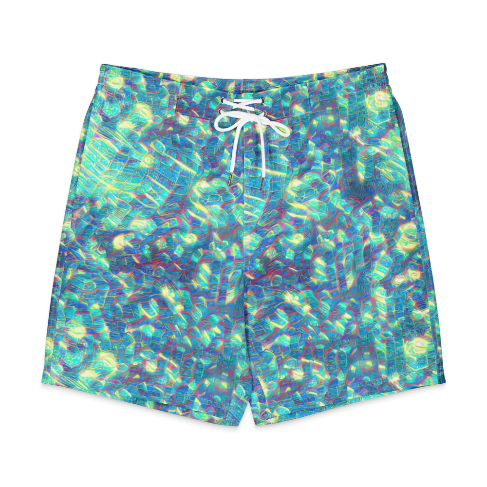 Neon Cartography on Men's Board Shorts — Front