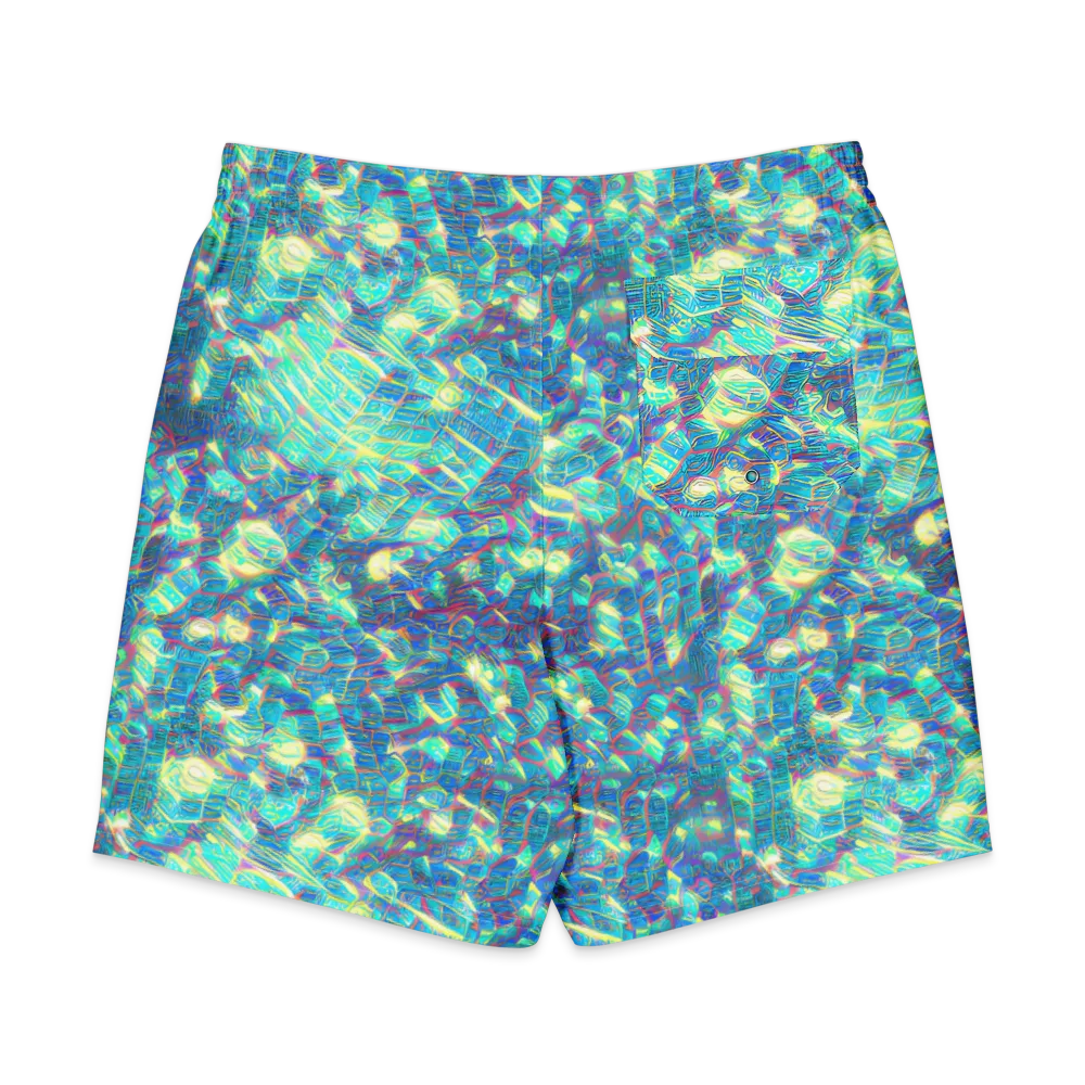 Neon Cartography on Men's Board Shorts — Back