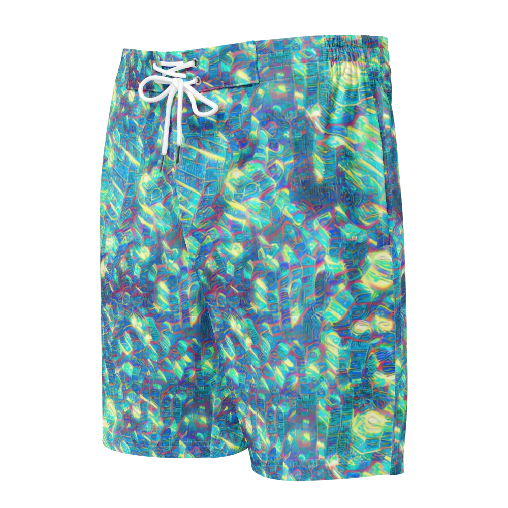 Neon Cartography on Men's Board Shorts — Front
