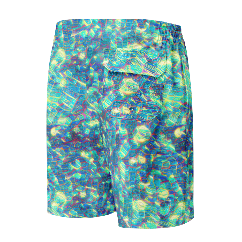 Neon Cartography on Men's Board Shorts — Back