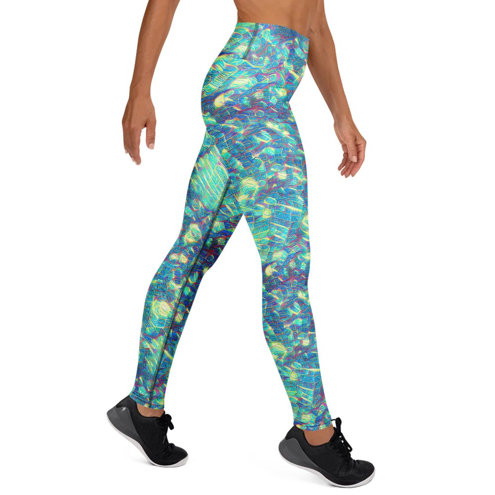 Neon Cartography on Yoga Leggings — Right