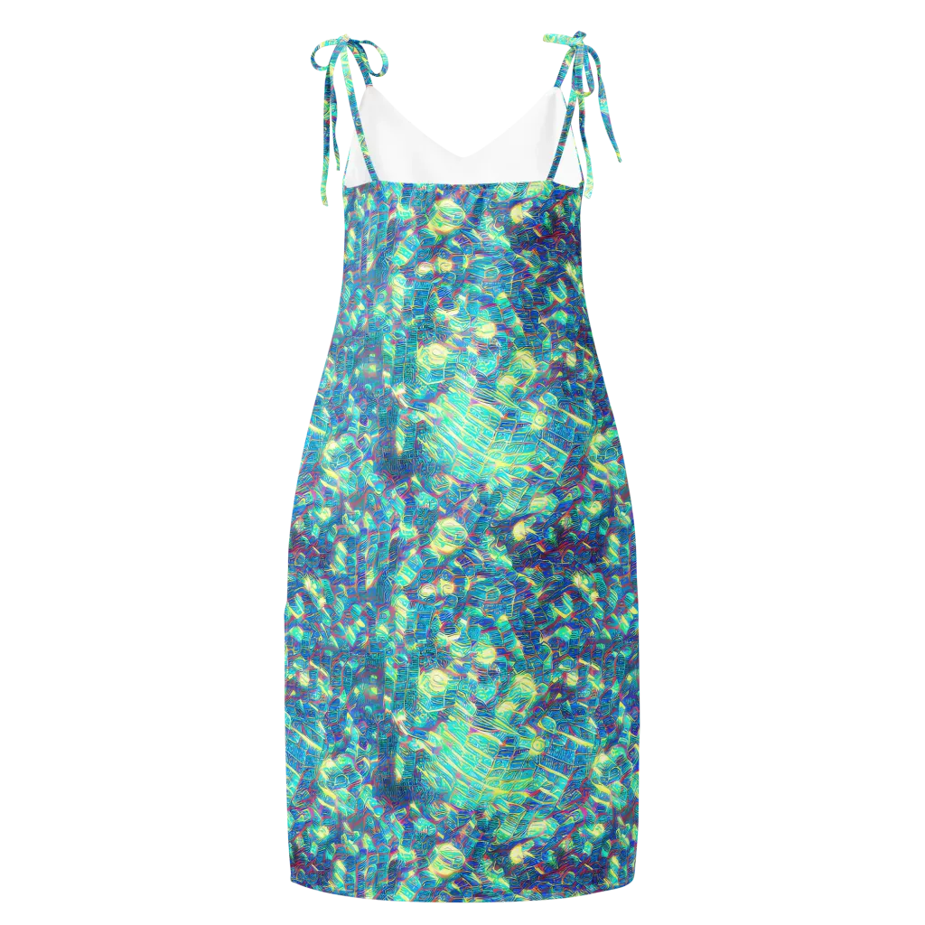 Neon Cartography on Slip Dress — Back