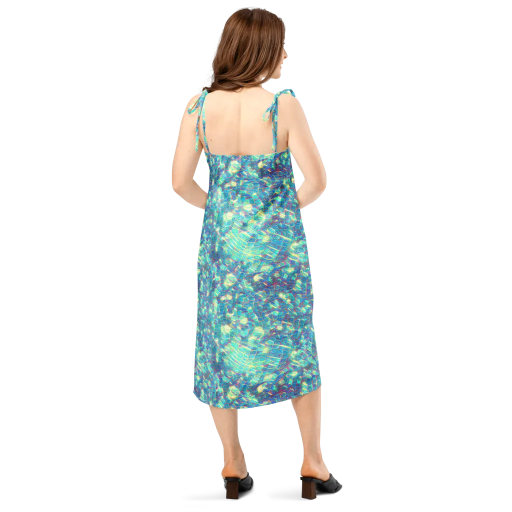 Neon Cartography on Slip Dress — Back
