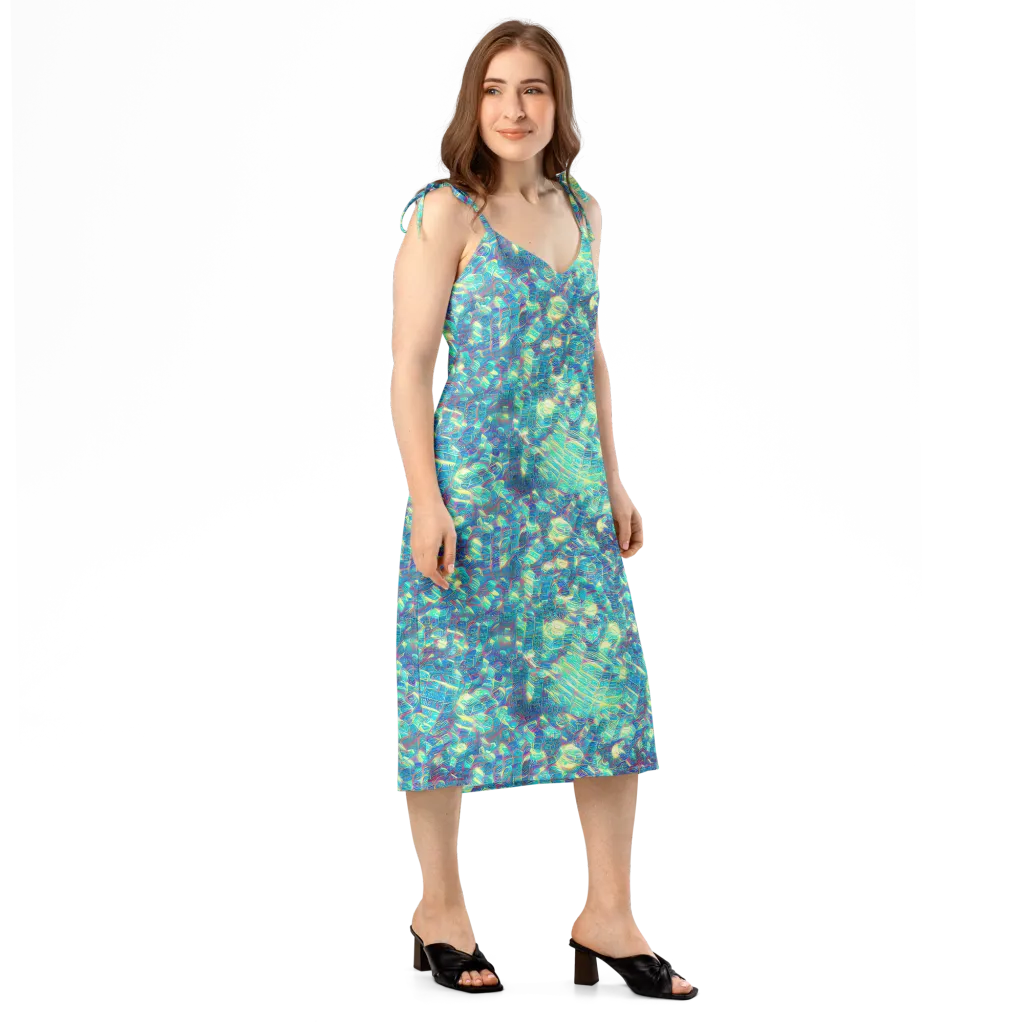 Neon Cartography on Slip Dress — Right Front