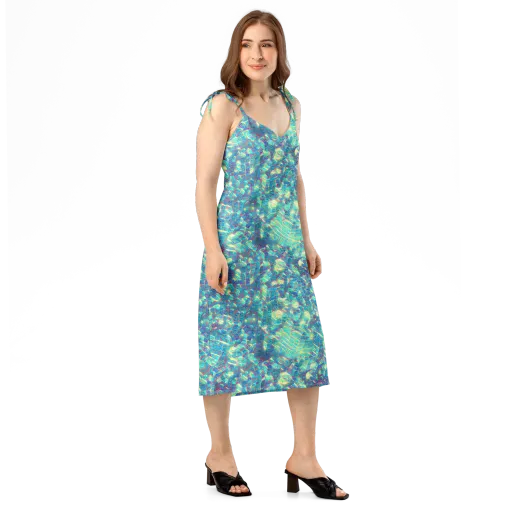Neon Cartography on a Slip Dress