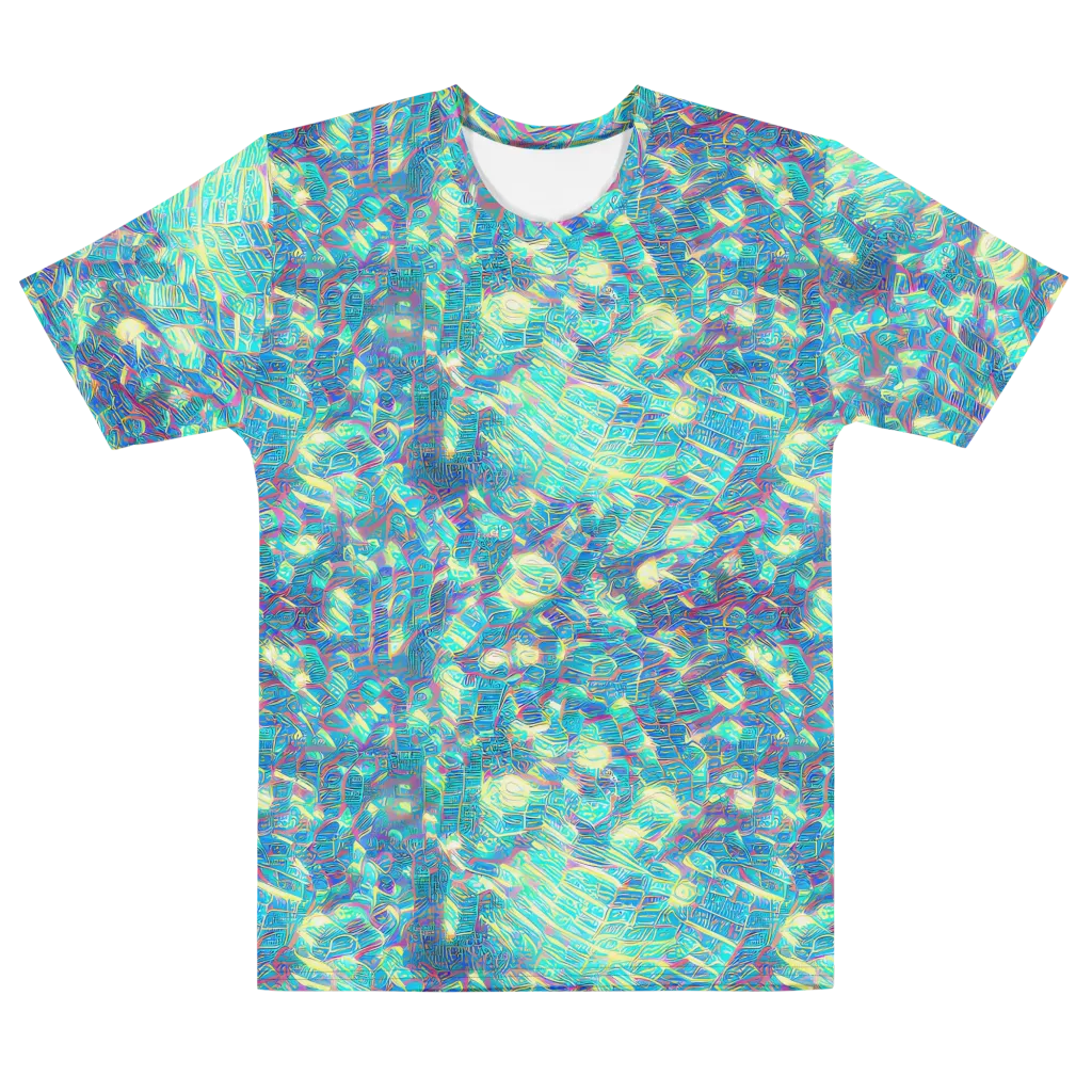 Neon Cartography on Men's Cotton Crew Neck T-Shirt — Front
