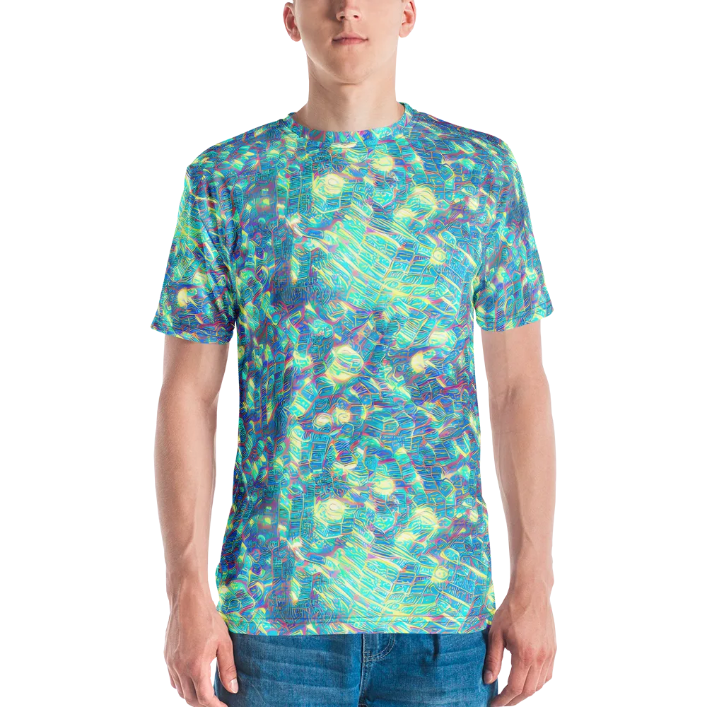 Neon Cartography on Men's Crew Neck T-Shirt — Front