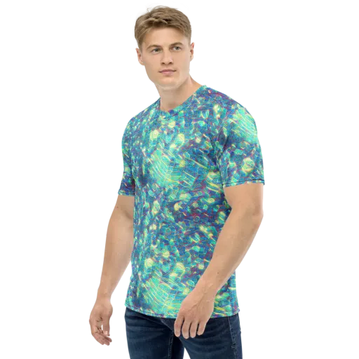 Neon Cartography on a Men's Crew Neck T-Shirt