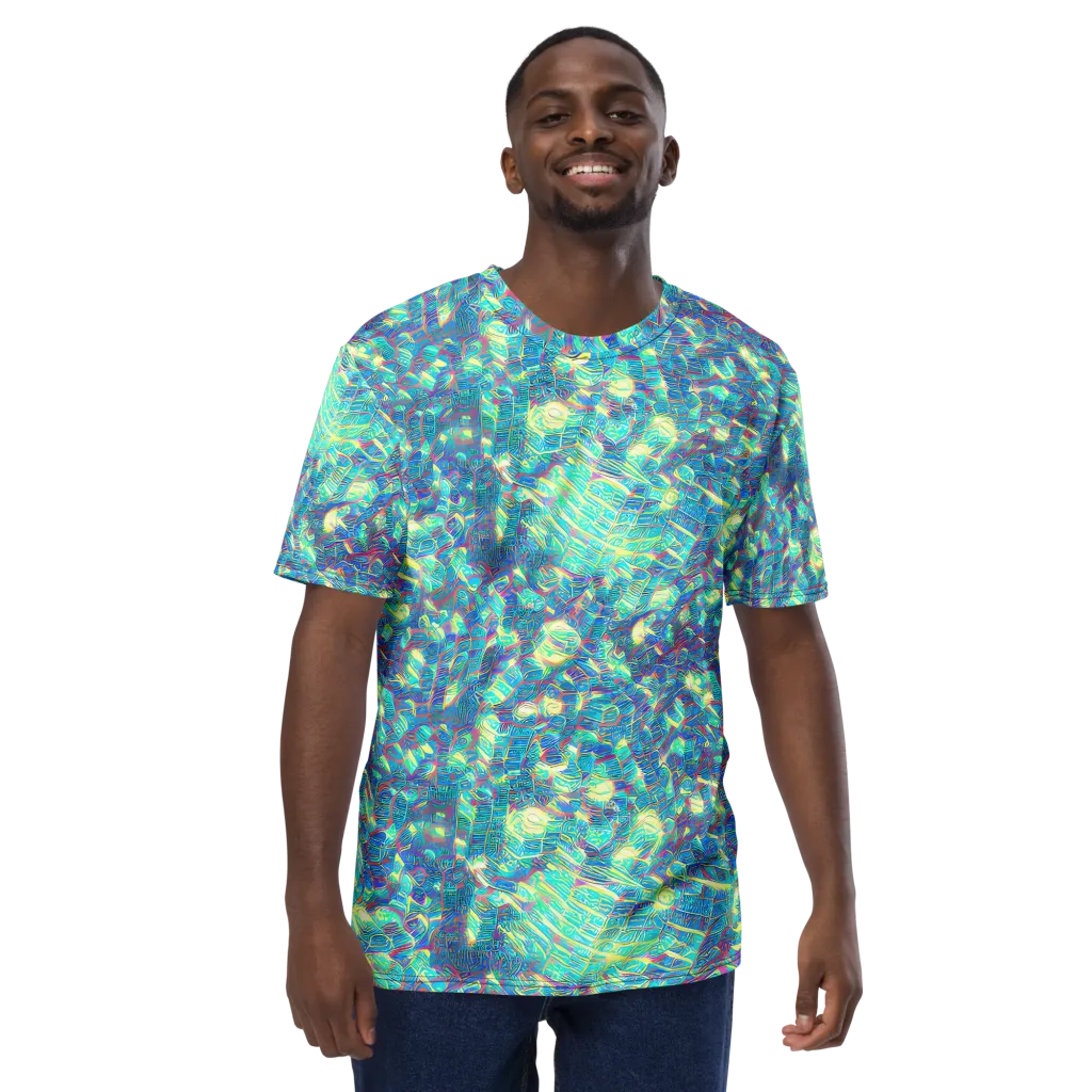 Neon Cartography on Men's Crew Neck T-Shirt — Front