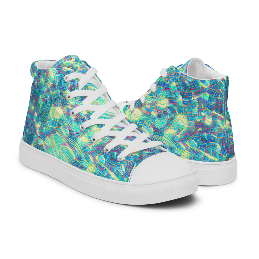 Neon Cartography on Men's High Top Canvas Shoes — Right